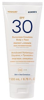 Emulsja twarzy i ciała - Korres Yoghurt Body + Face Sunscreen Emulsion SPF 30  — Zdjęcie N1
