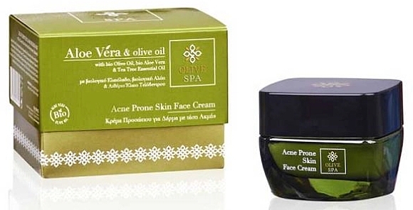 Krem do twarzy na trądzik - Olive Spa Aloe Vera Acne Prone Skin Face Cream — Zdjęcie N1
