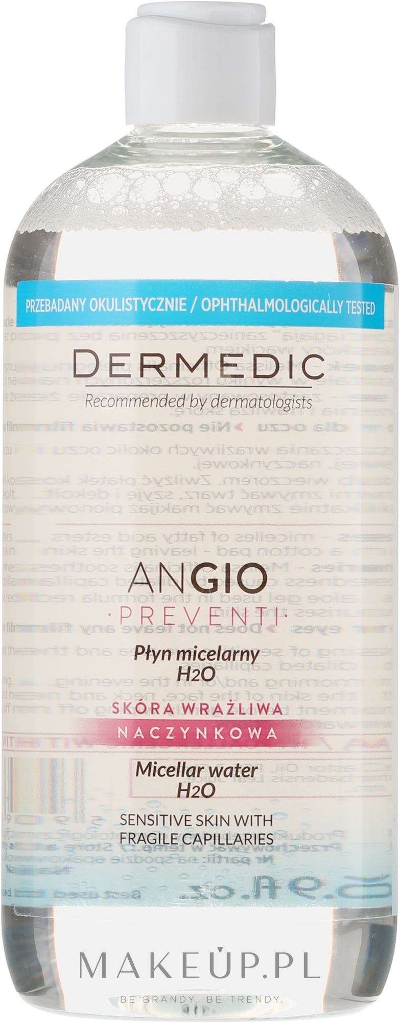 Płyn micelarny H2O do cery wrażliwej i naczynkowej - Dermedic Angio Preventi — Zdjęcie 500 ml