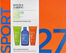 Zestaw - Baylis & Harding Men's Citrus Lime & Mint Invigoration Shower Trio (sh/gel/300ml + h/b/wash/300ml + ash/balm/200ml) — Zdjęcie N1