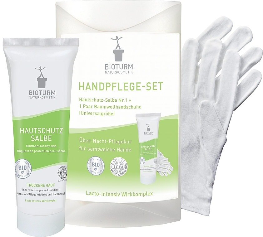 PRZECENA! Zestaw do pielęgnacji suchych rąk - Bioturm Hand Care Set (cr/50 ml + gloves) * — Zdjęcie N1