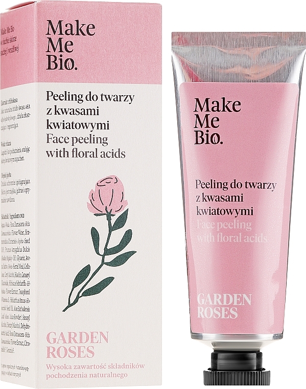 PRZECENA! Delikatny peeling do twarzy z kwasami kwiatowymi - Make Me Bio Garden Roses * — Zdjęcie N1