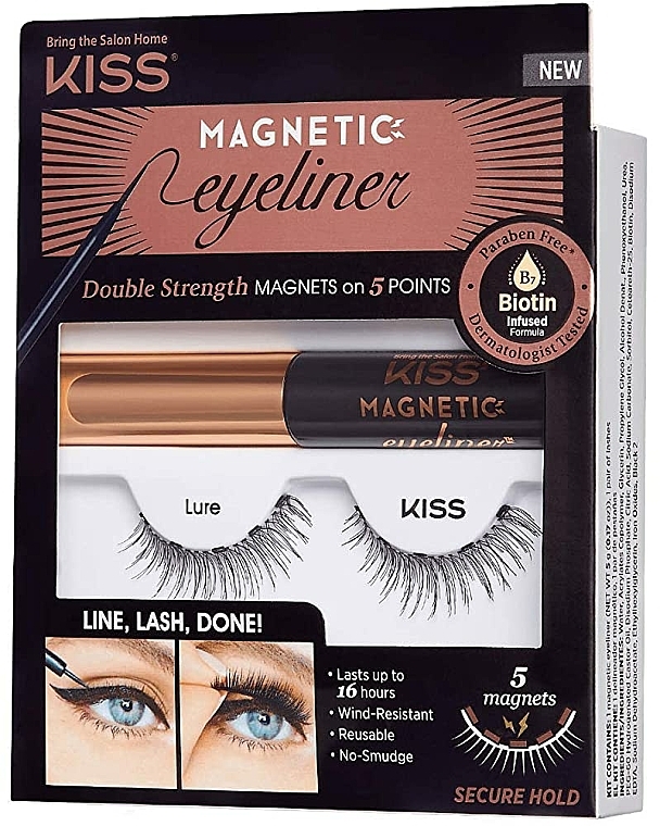 Zestaw: magnetyczny eyeliner + sztuczne rzęsy - KISS Magnetic Eyeliner & Lash Kit Lure (eyeliner 5 g + lashes) — Zdjęcie N1