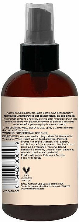 Spray zapachowy do wnętrz Słodka morela - Australian Gold Essentials Sweet Apricot Room Spray — Zdjęcie N2