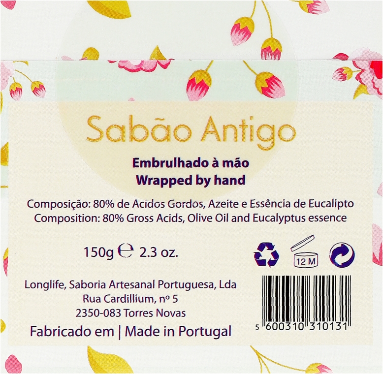 Naturalne mydło ręcznie robione w kostce Piwonie - Essências de Portugal Handmade Soap Olive Oil — Zdjęcie N2