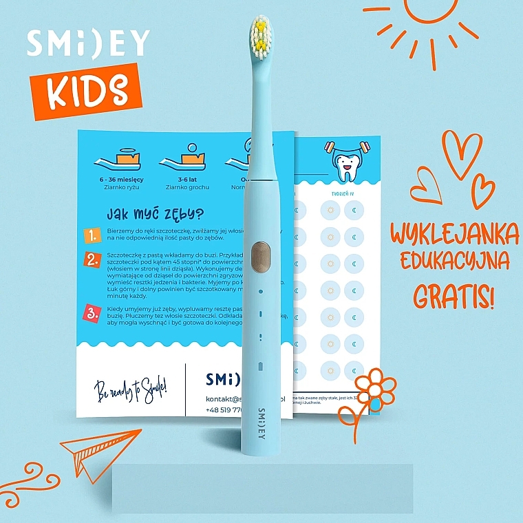 Elektryczna szczoteczka soniczna dla dzieci, kolor niebieski - Smiley Light Kids — Zdjęcie N4