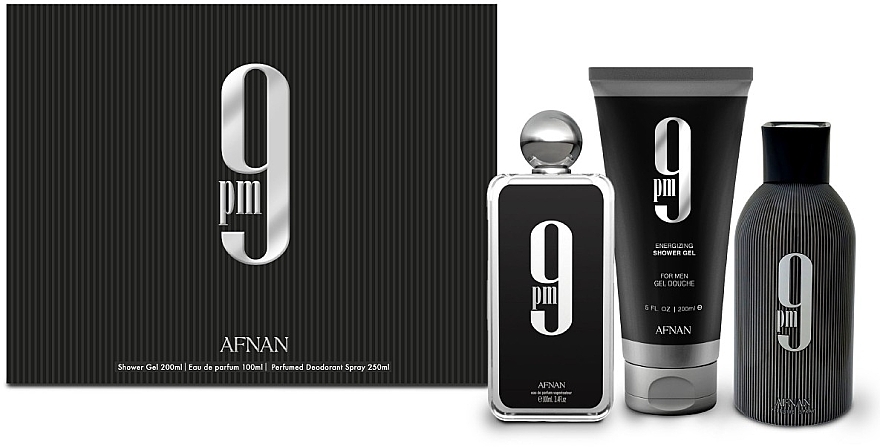 Afnan Perfumes 9 PM - Zestaw (edp 100 ml + sh/gel 200 ml + deo 250 ml) — Zdjęcie N1