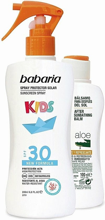 Zestaw do pielęgnacji ciała - Babaria Sun Kids Set (b/spray/200ml + balm/100ml) — Zdjęcie N1