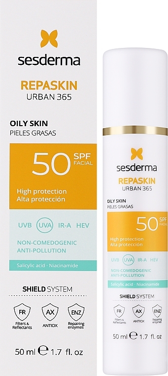 Krem przeciwsłoneczny - SesDerma Laboratories Repaskin Urban 365 Cream Oily Skin SPF 50 — Zdjęcie N2