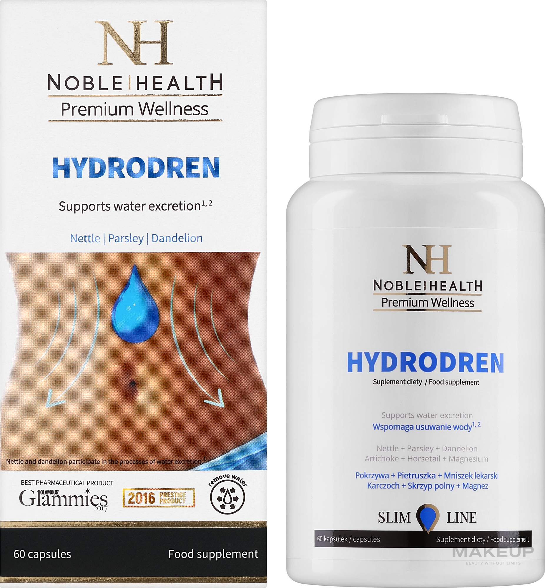 Suplement diety wspomagający usuwanie wody z organizmu - Noble Health Slim Line Hydrodren — Zdjęcie 60 szt.