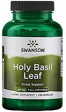 Suplement diety Holy Basil Leaves, 800 mg, 120 kapsułek - Swanson Full Spectrum Tulsi Holy Basil Leaf — Zdjęcie N1