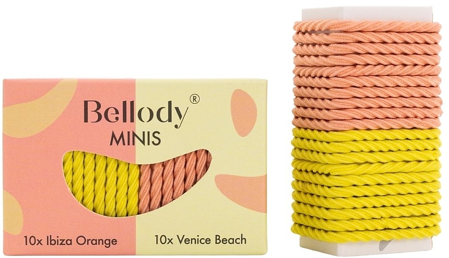 Gumki do włosów, pomarańczowo-żółte, 20 szt. - Bellody Minis Hair Ties Orange & Yellow Mixed Package — Zdjęcie N1