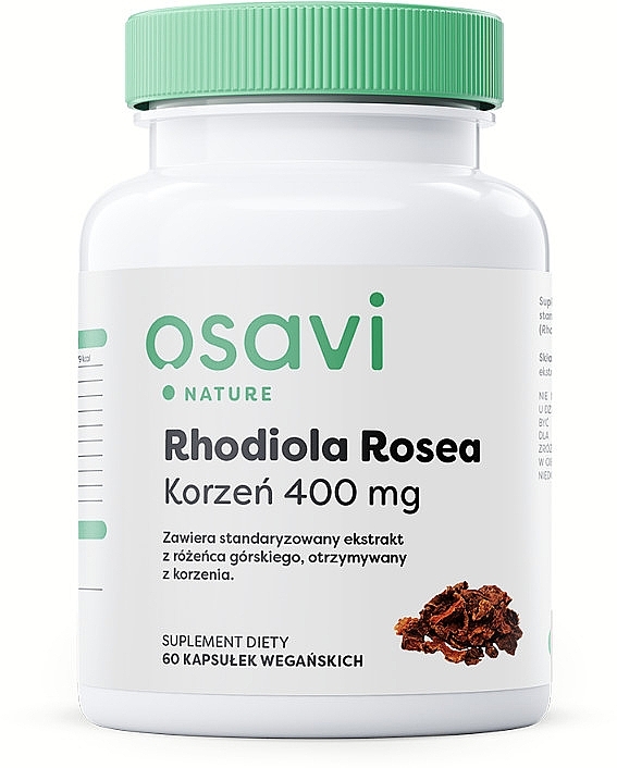 Suplement diety Rhodiola rosea Korzeń, kapsułki - Osavi Rhodiola Rosea 400mg — Zdjęcie N1