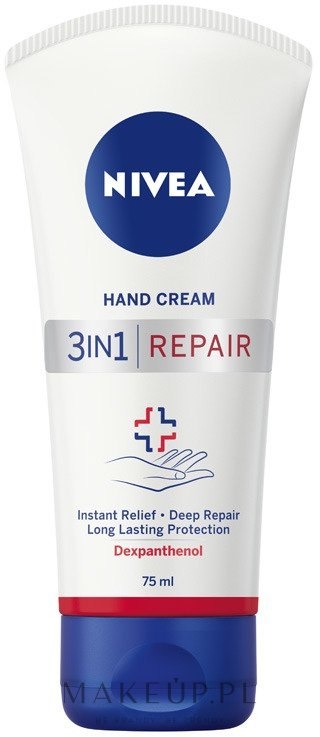 Krem do rąk do suchej i popękanej skóry - NIVEA 3in1 Repair Hand Cream — Zdjęcie 75 ml