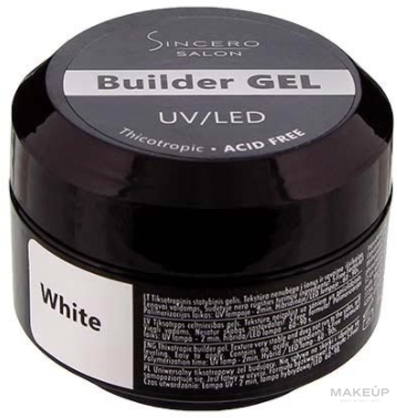 PRZECENA! Żel bazowy do paznokci - Sincero Salon Builder Gel * — Zdjęcie White