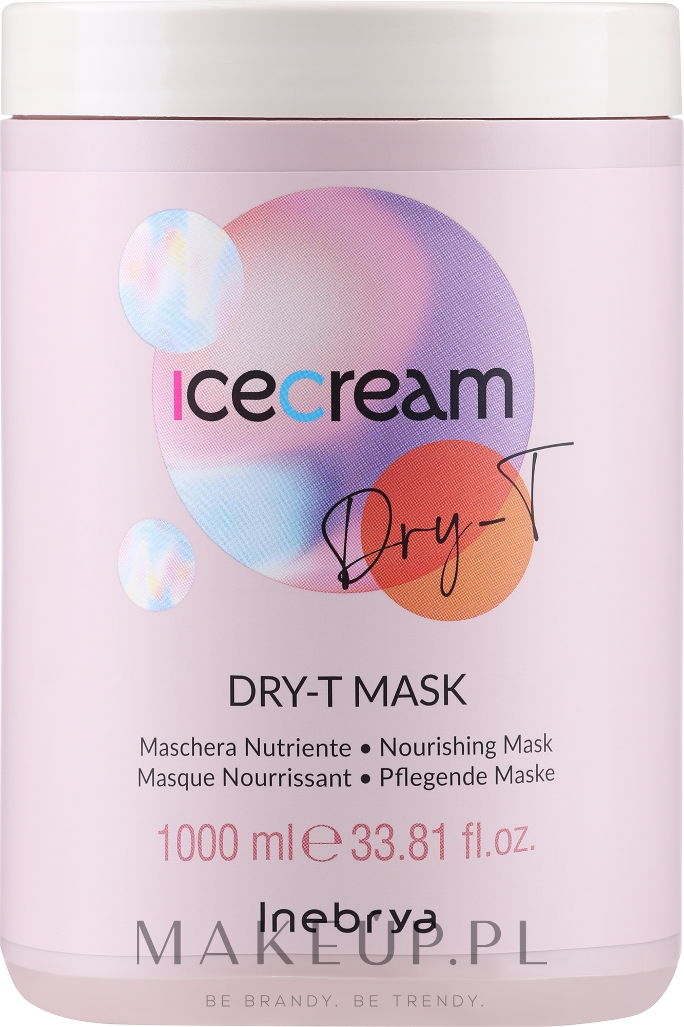 Maska do włosów suchych, farbowanych i kręconych - Inebrya Ice Cream Dry-T Mask — Zdjęcie 1000 ml