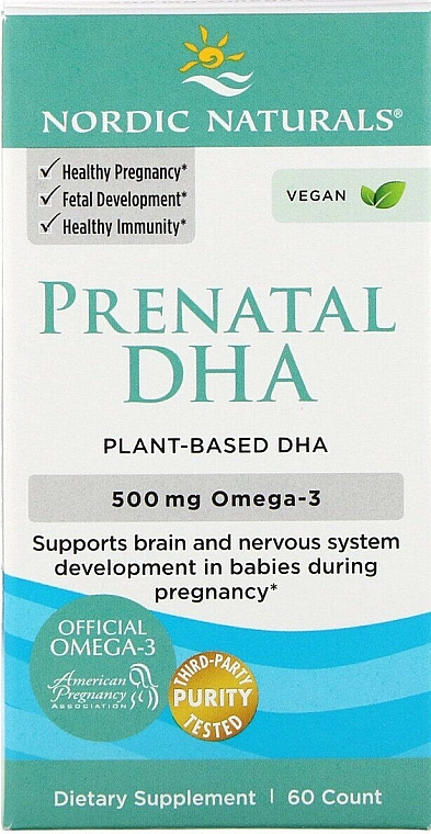 Wegański suplement diety dla kobiet w ciąży, Olej rybny, 500 mg - Nordic Naturals Prenatal DHA — Zdjęcie N2