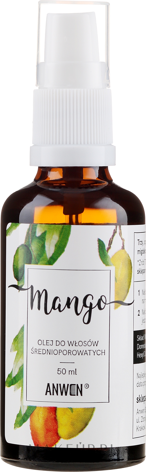 Olej do włosów średnioporowatych Mango - Anwen (w szkle) — Zdjęcie 50 ml