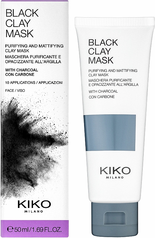 Oczyszczająca matująca maska ​​do twarzy z węglem drzewnym i czarną glinką - Kiko Milano Black Clay Mask — Zdjęcie N2
