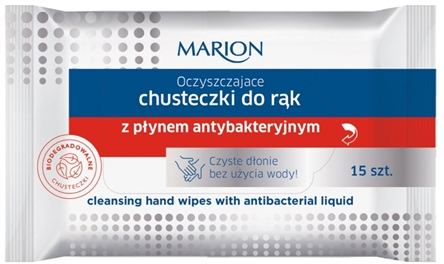 Oczyszczające chusteczki do rąk z płynem antybakteryjnym - Marion