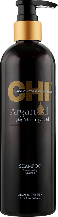 PRZECENA! Szampon odbudowujący włosy z olejem arganowym - CHI Argan Oil Plus Moringa Oil Shampoo * — Zdjęcie N3