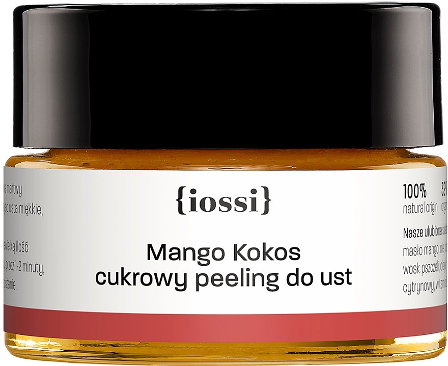 Delikatny cukrowy peeling do ust Mango i kokos - Iossi