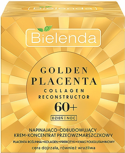 Napinająco-odbudowujący krem przeciwzmarszczkowy do twarzy 60+ - Bielenda Golden Placenta Collagen Reconstructor — Zdjęcie N3