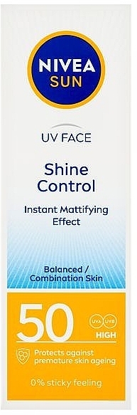 Matujący krem przeciwsłoneczny do skóry normalnej i mieszanej - Nivea Sun Shine Control Instant Mattifying Effect SPF 50 — Zdjęcie N2