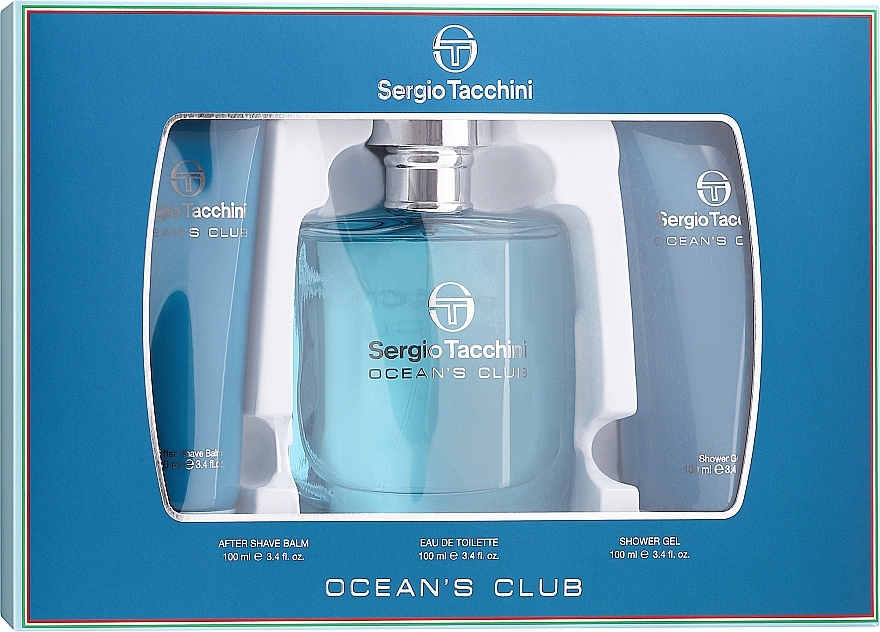 Sergio Tacchini Ocean's Club - Zestaw (edt 100 ml + ash/balm 100 ml + sh/gel 100 ml) — Zdjęcie N1