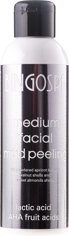 Średni peeling błotny do twarzy z kwasami owocowymi i mlekowym - BingoSpa Medium Facial Mud Peeling
