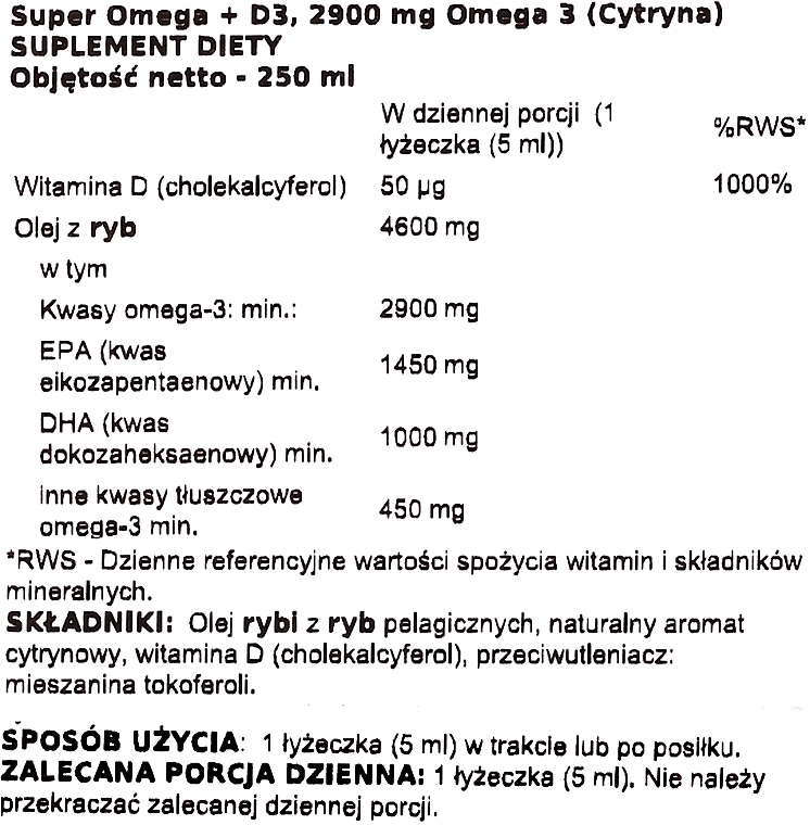 Suplement diety Omega 3+D3, 2900 mg, smak cytrynowy - Osavi Daily Omega — Zdjęcie N2