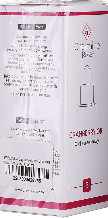 PRZECENA! Olej żurawinowy - Charmine Rose Cranberry Oil * — Zdjęcie N3