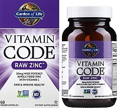 Suplement diety Cynk z witaminą C - Garden of Life Vitamin Code Raw Zinc — Zdjęcie N2