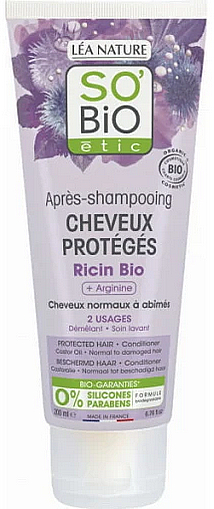 Odżywka do włosów - So'Bio Etic Protected Hair Organic Castor Oil Conditioner — Zdjęcie N1