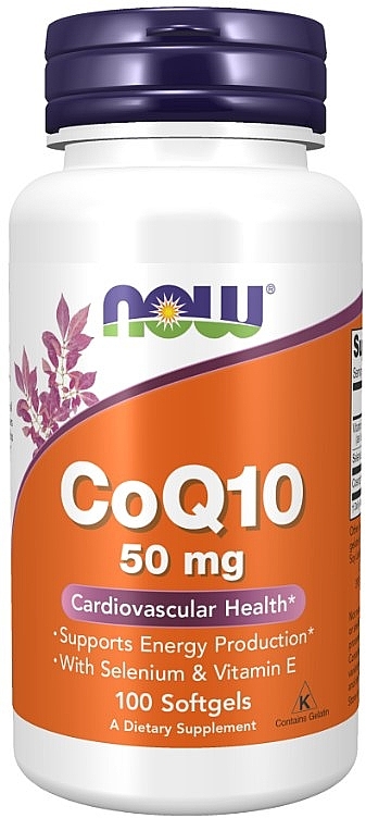 Koenzym Q10, 50 mg, 100 kapsułek żelowych - Now Foods CoQ10 With Selenium & Vitamin E — Zdjęcie N1