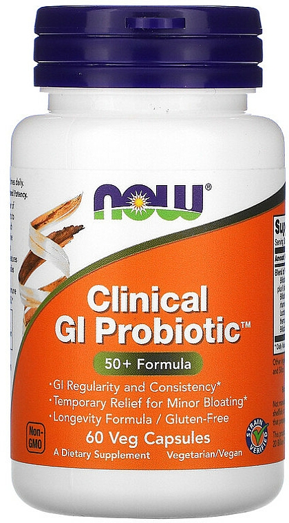 Probiotyki w kapsułkach - Now Foods Clinical GI Probiotic 50+ Formula — Zdjęcie N1