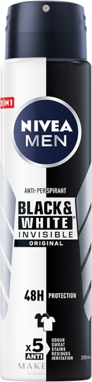 Antyperspirant w sprayu dla mężczyzn - NIVEA MEN Invisible For Black & White Power Deodorant Spray — Zdjęcie 250 ml