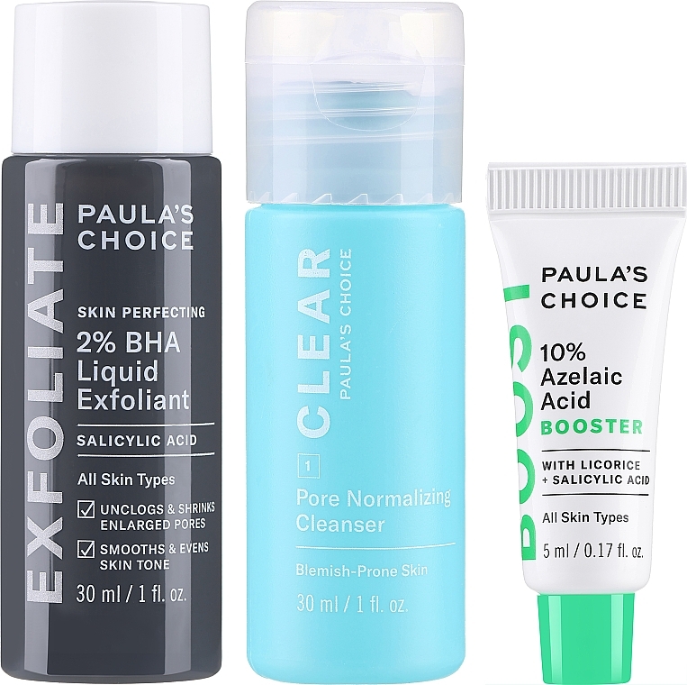 Zestaw - Paula's Choice Breakout-Fighting Bestsellers Kit (cleanser/30ml + exfoliant/30ml + booster/5ml) — Zdjęcie N2