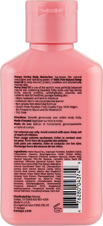 Kolagenowe mleczko do ciała ze słodkim jaśminem i różą - Hempz Sweet Jasmine & Rose Collagen Infused Herbal Body Moisturizer — Zdjęcie N2