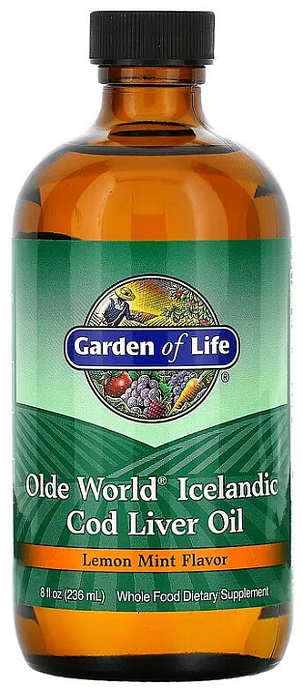 Olej z wątroby dorsza o smaku cytrynowo-miętowym - Garden of Life Olde World — Zdjęcie N1