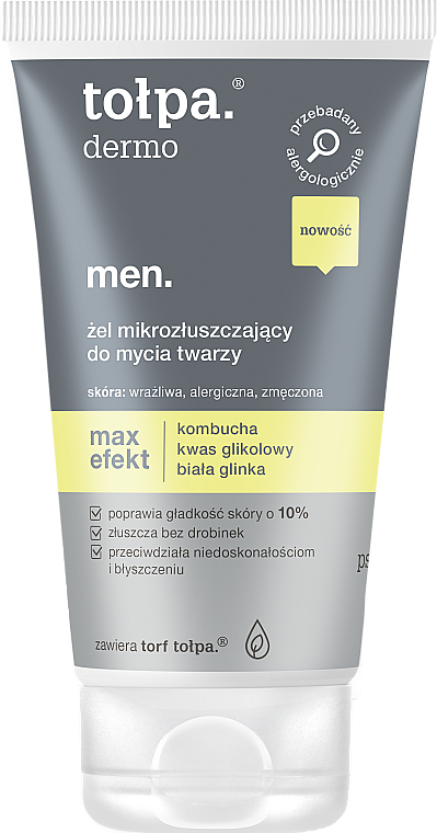 Mikrozłuszczający żel do mycia twarzy - Tołpa Dermo Men Max Effect Gel — Zdjęcie N1