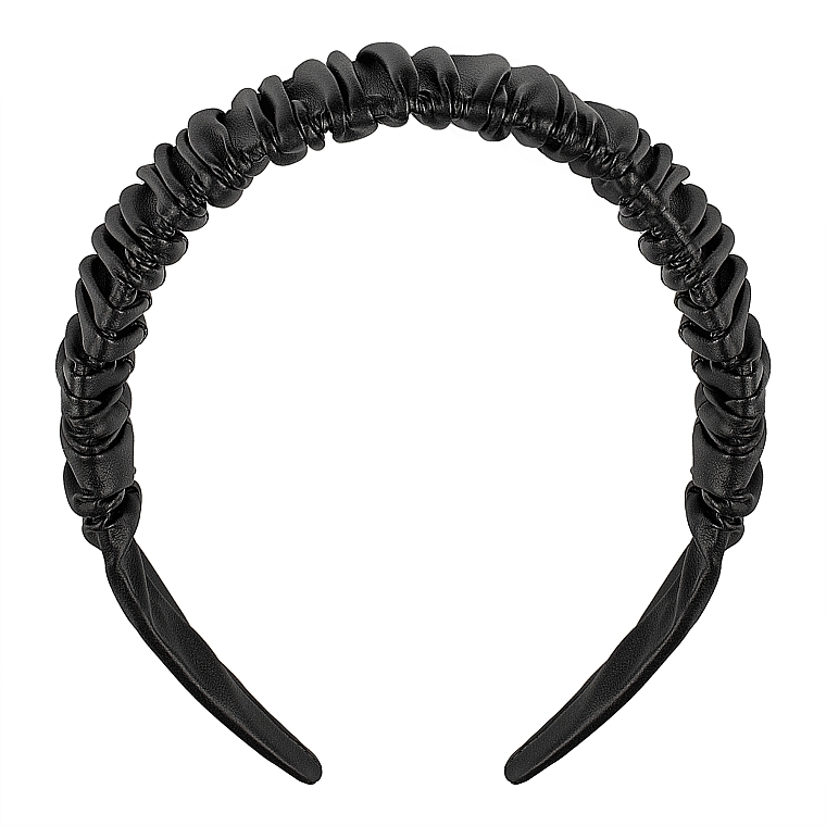Opaska do włosów, czarna Fold Pattern - MAKEUP Hair Hoop Band Leather Black