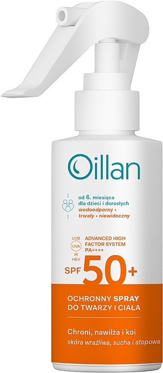 Spray przeciwsłoneczny do twarzy i ciała - Oillan Sun Spf50+ — Zdjęcie N1