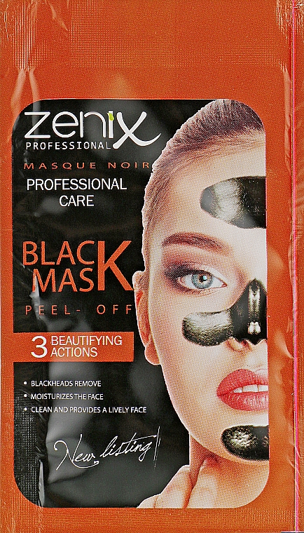 Maseczka z węglem aktywnym typu peel-off - Zenix Peel Off Mask Black — Zdjęcie N1