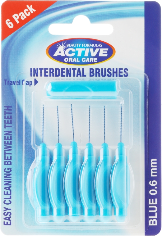 Szczoteczki międzyzębowe, 0,6 mm, niebieskie - Beauty Formulas Active Oral Care Interdental Brushes Blue — Zdjęcie N1