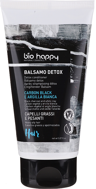 Detoksykująca odżywka z czarnym węglem i białą glinką - Bio Happy Detox Conditioner Black Charcol And White Clay — Zdjęcie N1
