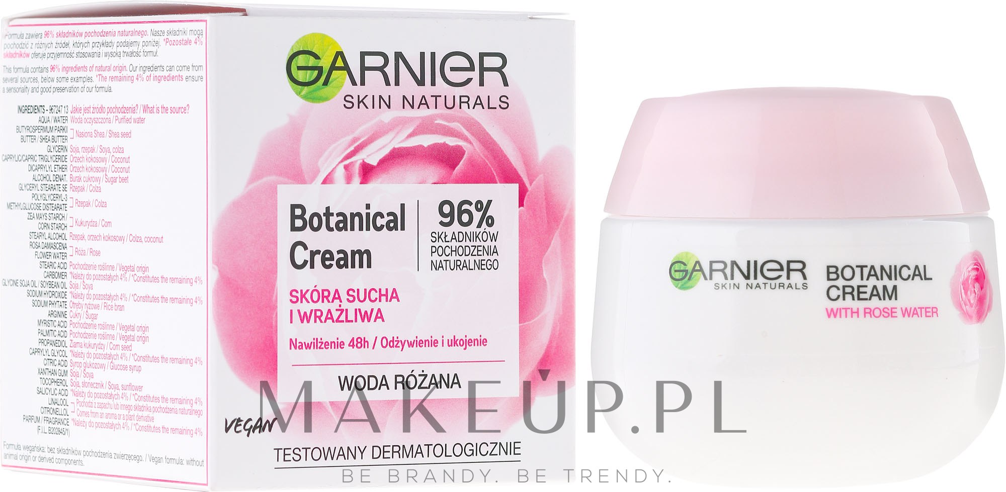 Odżywczy krem kojący do skóry suchej i wrażliwej Woda różana - Garnier Skin Naturals Botanical Cream — Zdjęcie 50 ml