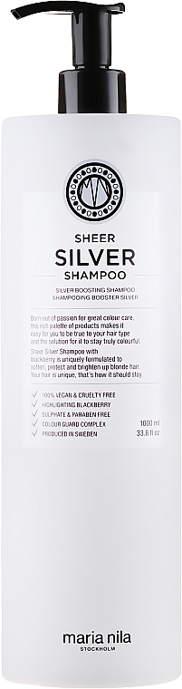 PRZECENA! Srebrny szampon do włosów blond neutralizujący żółte refleksy - Maria Nila Sheer Silver Shampoo * — Zdjęcie N3