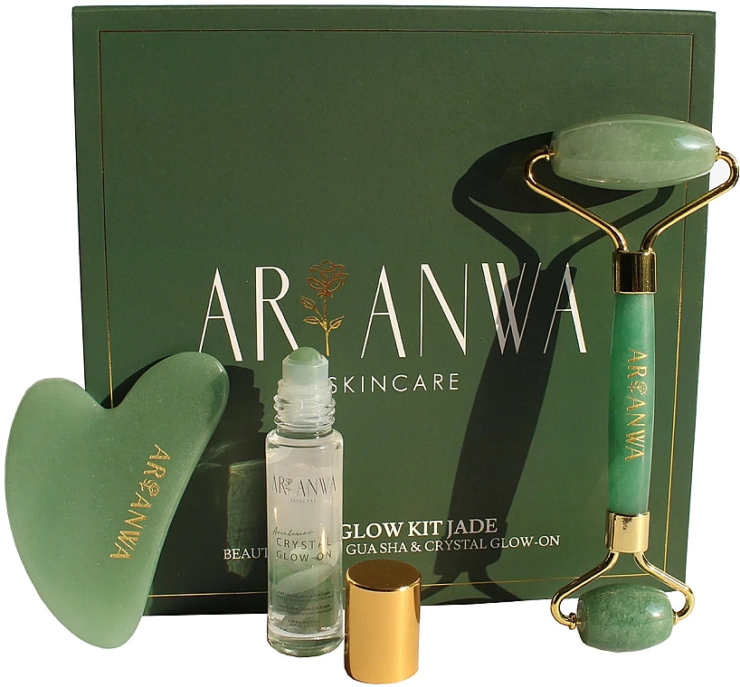 Zestaw - ARI ANWA Skincare The Glow Kit Jade (f/water/10ml + f/roller/1pc + f/massager/1pc) — Zdjęcie N1