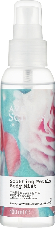 Spray do ciała Płatki kwiatów - Avon Senses Soothing Petals Tiare Blossom & Peony Body Mist 